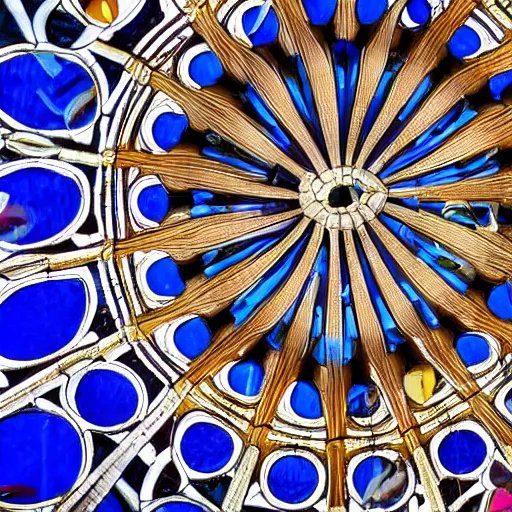 Prompt: the ceiling of a large cathedral with stained glass windows, an abstract sculpture by gaudi, shutterstock contest winner, kinetic art, intricate patterns, hall of mirrors, creative commons attribution