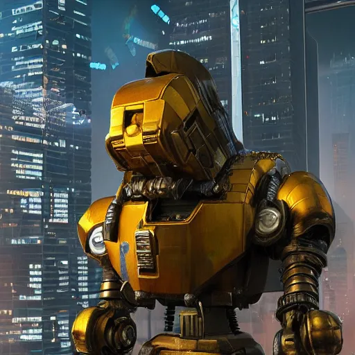 Image similar to Vermeer photographed photorealistic vfx movie cyberpunk aesthetic TOOL album holographic cover art of a giant mech warrior. 3D octane, trending on artstation.