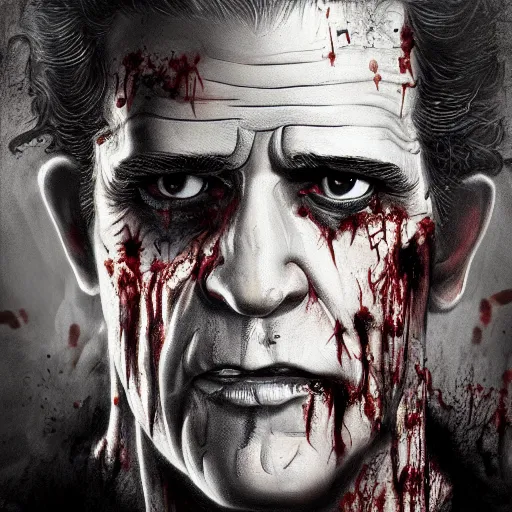 Prompt: a zombie Mel Gibson, by WLOP, horror, wounds, bloody, dark fantasy, trending on artstation
