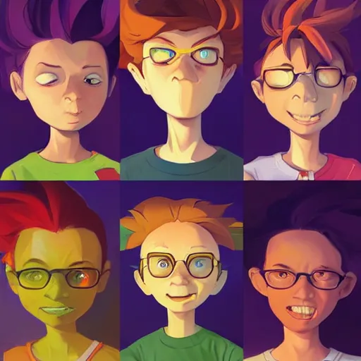 Image similar to face icon stylized minimalist rugrats, loftis, cory behance hd by jesper ejsing, by rhads, makoto shinkai and lois van baarle, ilya kuvshinov, rossdraws global illumination