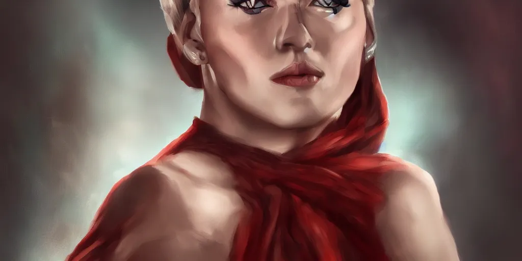 Image similar to Merlin Monroe as beautiful strong woman, digital painting, Trending on Artstation, well-rendered