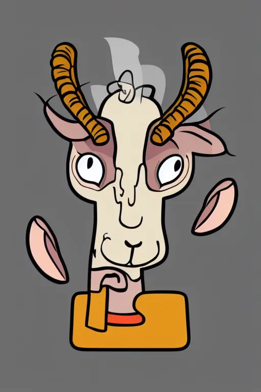 Image similar to Drug addict goat, sticker, andromorphic, colorful, illustration, highly detailed, simple, smooth and clean vector curves, no jagged lines, vector art, smooth