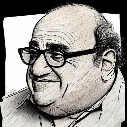 Image similar to a realistic yet scraggly portrait sketch of the side profile of a stern and sophisticated danny devito, trending on artstation, intricate details, in the style of frank auerbach, in the style of sergio aragones, in the style of martin ansin, in the style of david aja, in the style of mattias adolfsson