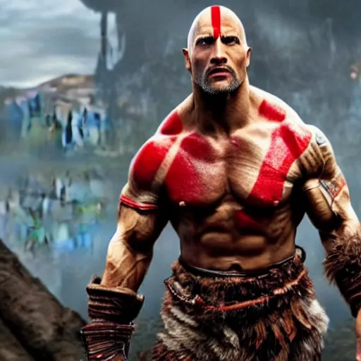 Image similar to Dwayne Johnson as God of war