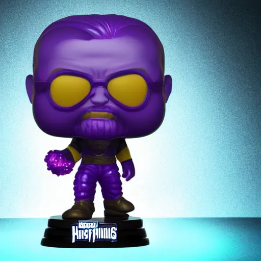Thanos Funko pop inside a crystal ball, photo studio