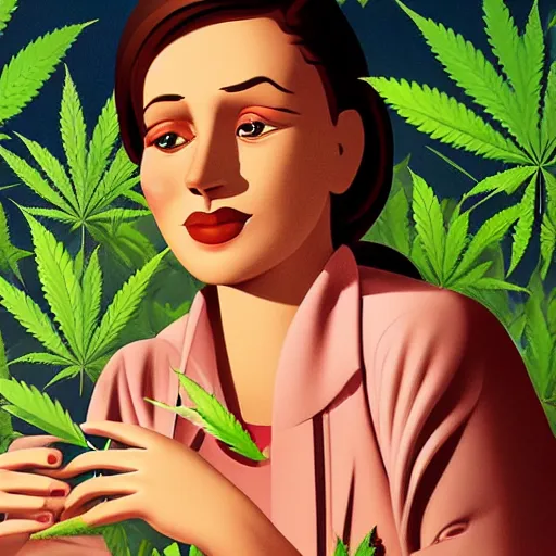 Image similar to cartoon portrait of a hard working australian woman with a paper joint of cannabis. octane 4 k render natural skin tones, by eyvind earle, female australian award winning illustration