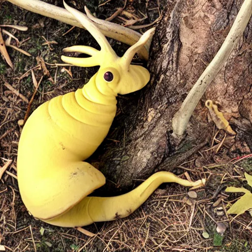 Image similar to a banana slug with deer antlers