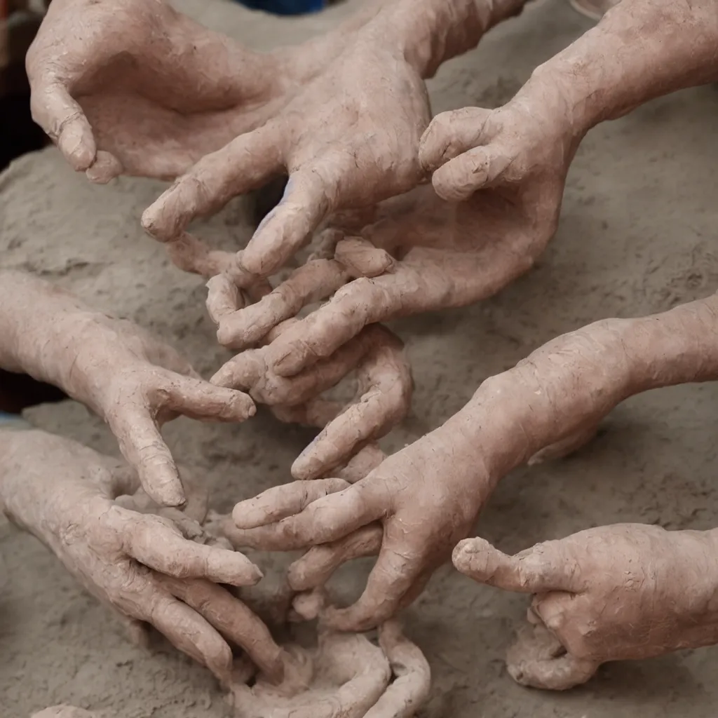 Prompt: hands molding clay