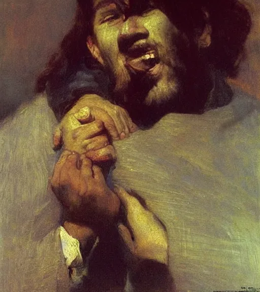 Image similar to high quality high detail painting by ilya repin, leaning towards jesus, hd