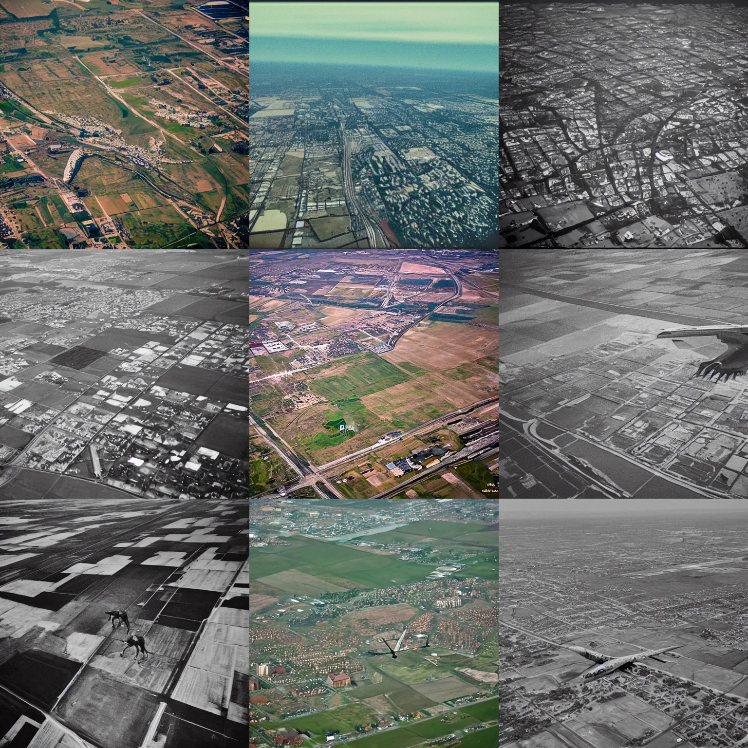 Prompt: in empty!!!! legnica , horse, film still, airplane view