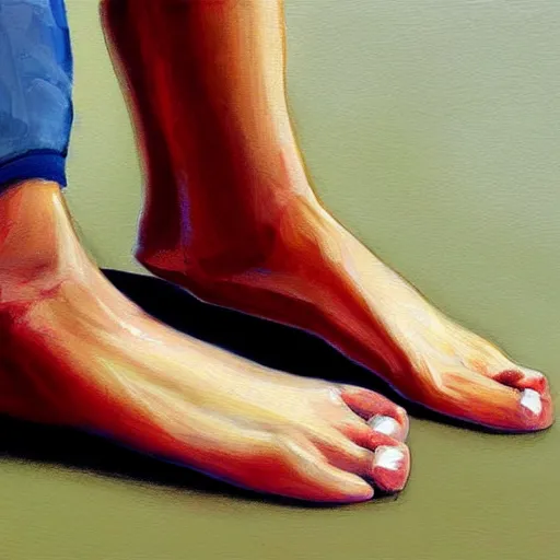 Prompt: a pair of human feet, photorealist