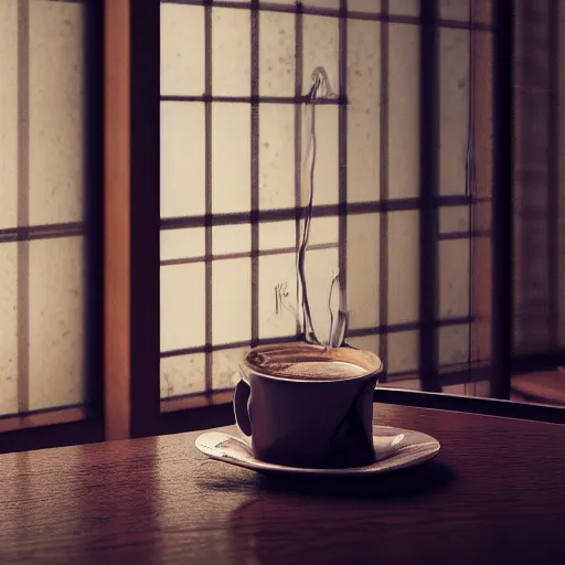 Image similar to : sloppy old cup of coffee with fluid flyingout the cup ,hyper detailed art station  parabolic lighting unrealengine ,cinematic, hyper realism, high detail, octane render, 8k