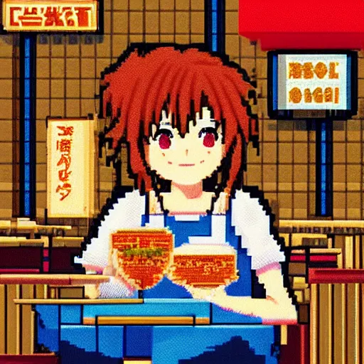 Vector pixel art anime girl posters for the wall • posters smile, fantasy,  ear | myloview.com