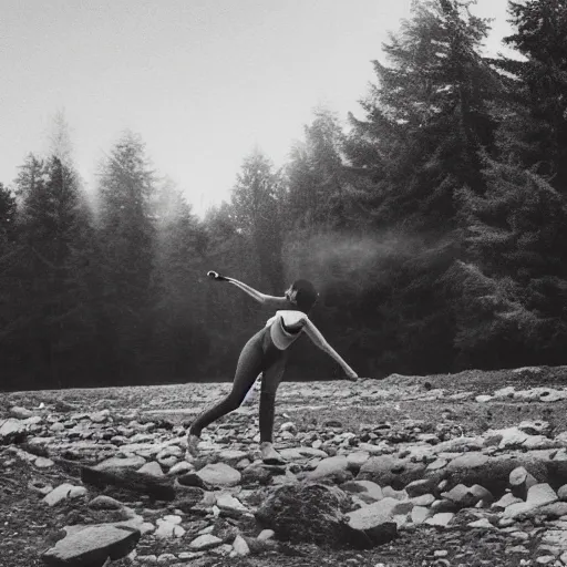 Image similar to morbid woman throwing rocks action sequence