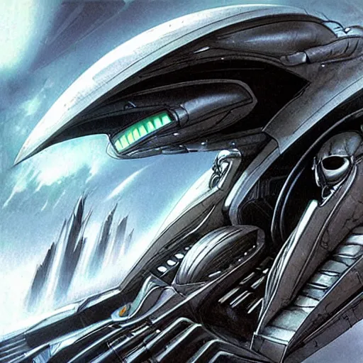 Prompt: darilect spaceship from alien concept art with batman