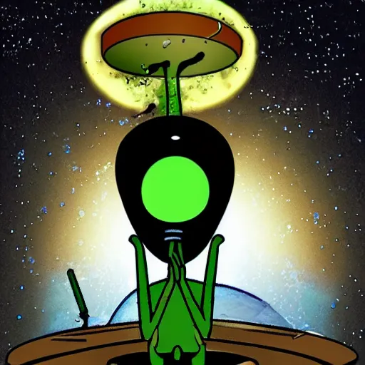 Prompt: alien smoking weed in a ufo