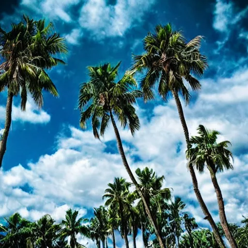 Prompt: Heaven Like place with beautiful clouds and palm trees