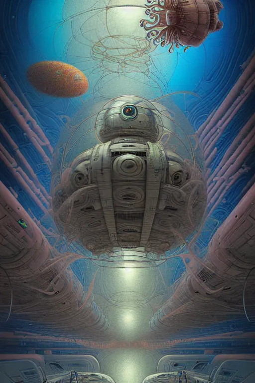 Image similar to design only! 2 0 5 0 s retro future art 1 9 7 0 s science fiction borders lines decorations space machine, mech, robot. muted colors. by jean - baptiste monge, ralph mcquarrie, marc simonetti, 1 6 6 7. mandelbulb 3 d, fractal flame, jelly fish, coral