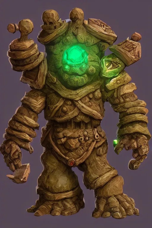 Image similar to zelda fantasy art giant golem troll wood rock greeble gemstone, global illumination ray tracing hdr fanart arstation by sung choi and eric pfeiffer and gabriel garza and casper konefal