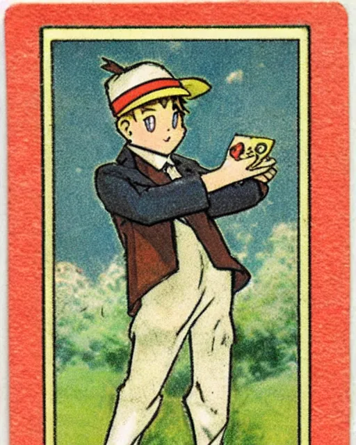 Prompt: a pokemon card from the 1 9 1 0 s