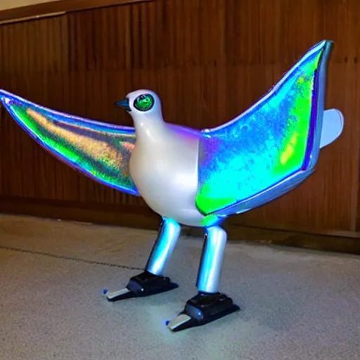 Image similar to giant iridescent robot seagull