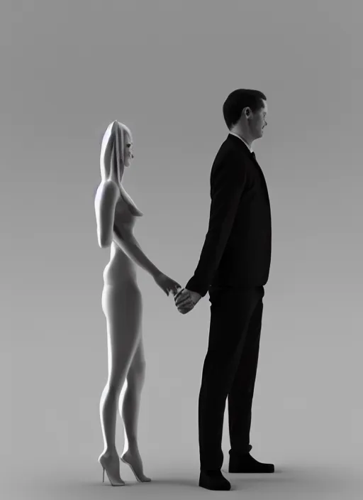 Prompt: perfectly centered symmetrical balanced male and female portrait of man and woman in love sharing one heart. art by santiago calatrava and zaha hadid, high coherence ; 3 d render 8 k octane ultra hd