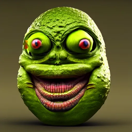 Prompt: avocado monster, hr giger, zdzislaw beksinki, beeple, 3 d, realisitc, horror, faces, 4 k, highly detailed, 3 d