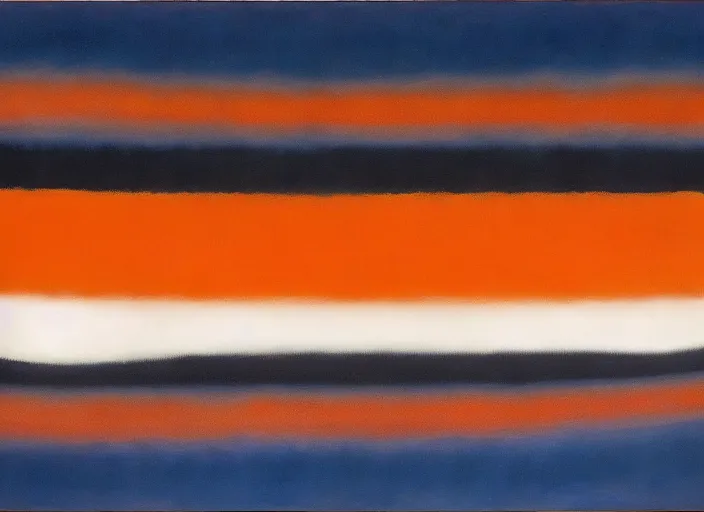 Prompt: abstract half moon in dark blue, white, orange, painted by Mark Rothko, Julian Schnabel, Helen Frankenthaler, Pat Steir and Hilma af Klint, abstract painting, color field painting. 8k, pastose, extreme detail, intricate detail, masterpiece