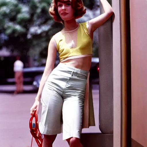 Prompt: kodachrome photograph of a stylish young woman from 1 9 7 6