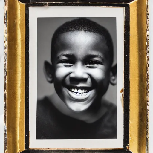 Image similar to photo of a black boy smiling, studio portrait