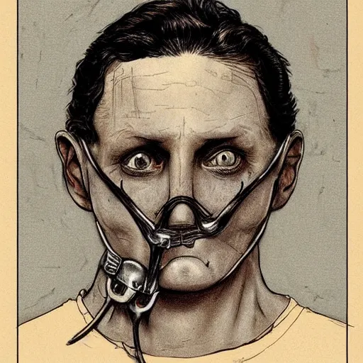 Image similar to ! dream hannibal lector, in the style of charles dulac. symmetry, smooth, sharp focus, semi - realism, intricate detail