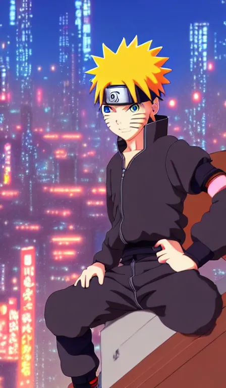 Prompt: anime fine details portrait of joyful Naruto in front of cyberpunk moder city landscape on the background deep bokeh, close-up view, anime masterpiece by Studio Ghibli. 8k, sharp high quality anime, artstation