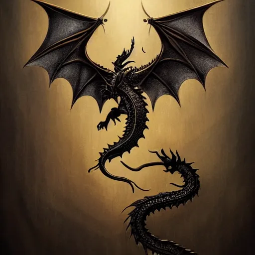 Image similar to emblem of black dragon on a gold metallic dragon logo, by artgerm, tom bagshaw, gerald brom, moody vibe, victorian vibe, gold, shiny, gold, 4 k, hd,