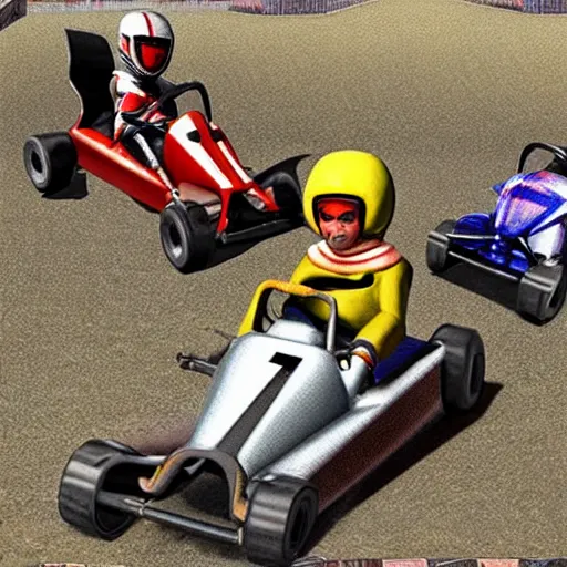 Image similar to medieval go-kart racing