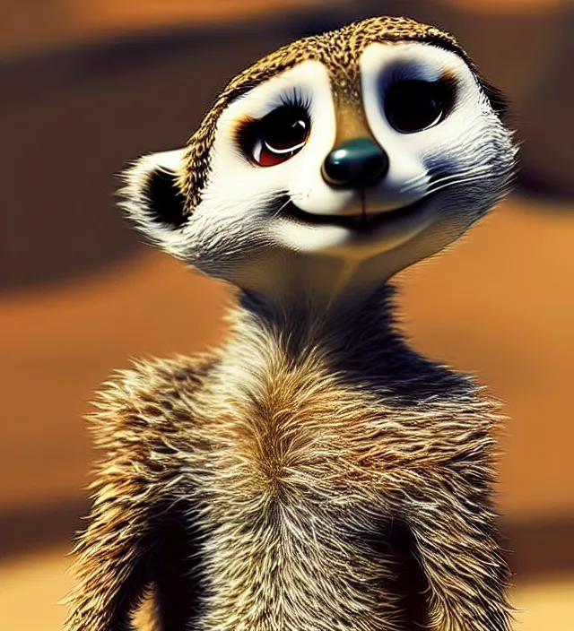 Prompt: a cute meerkat in the style of zootopia