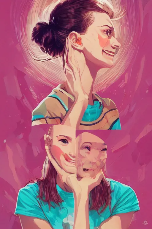 Image similar to a cutegirl smiling, Tristan Eaton, victo ngai, artgerm, RHADS, ross draws