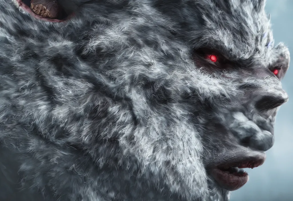 Image similar to portrait of a werewolf in russia, 4 k, 8 k, octane render, creepy vibe, close up