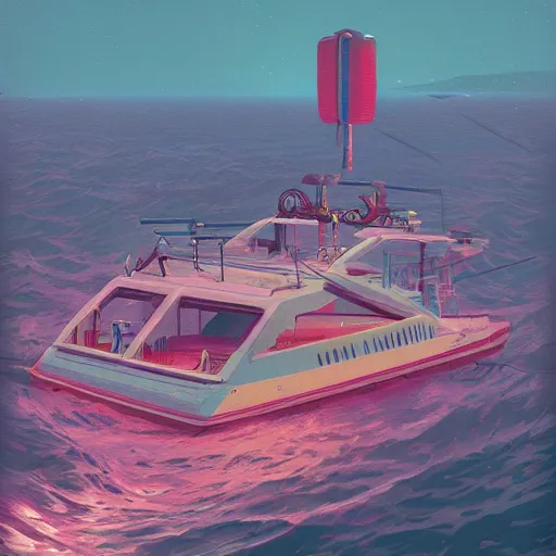 Prompt: yacht party by simon stalenhag