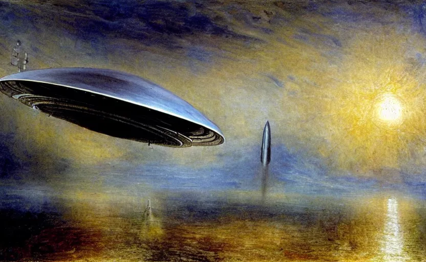 Image similar to Arrival Spaceship ufo by William Turner