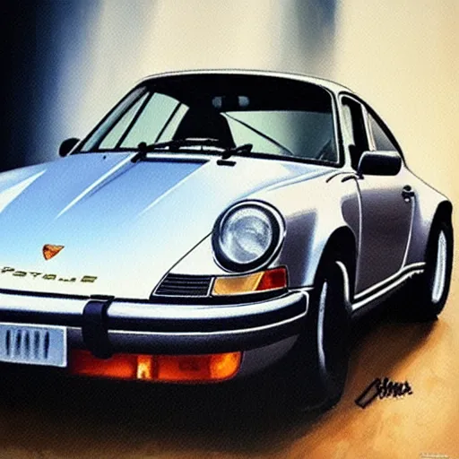 Prompt: A beautiful oil painting of a Porsche 911 Carrera 3.2, volumetric lighting, photorealistic, highly detailed.