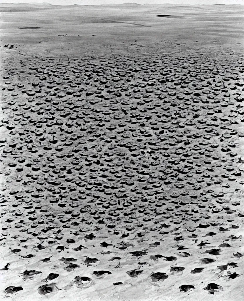 Prompt: a beautiful painting of bombs impact on desert in el alamein battle, wwii, black and white, painted by escher