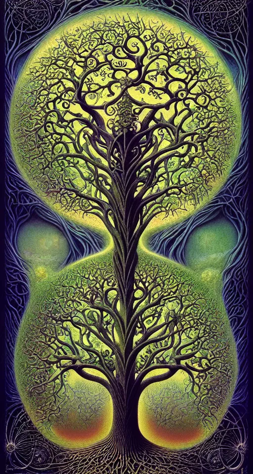 Image similar to tree of life by roger dean and andrew ferez, art forms of nature by ernst haeckel, divine chaos engine, symbolist, visionary, art nouveau, botanical fractal structures, organic, detailed, realistic, surreality