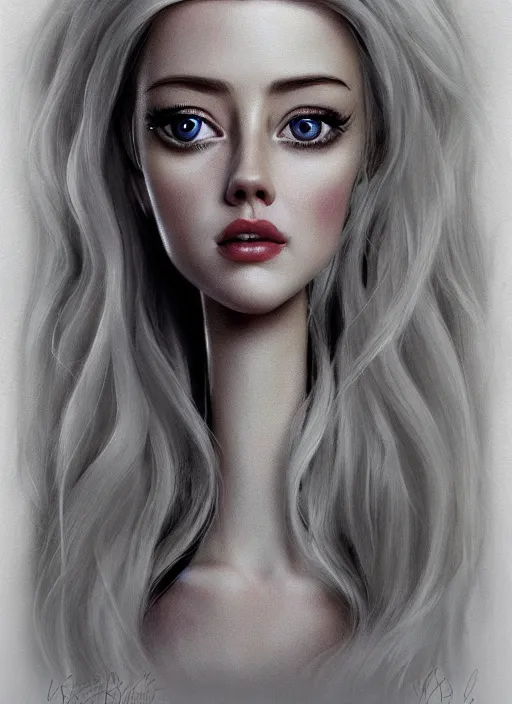 Image similar to amber heard as a nicoletta ceccoli doll, detailed digital art, trending on Artstation