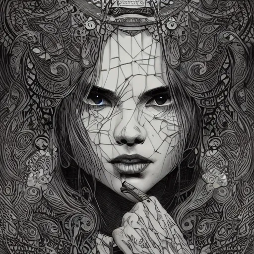 mcbess illustration of a hand maiden, intricate | Stable Diffusion ...