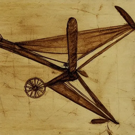 Prompt: a davinci sketch of a flying machine