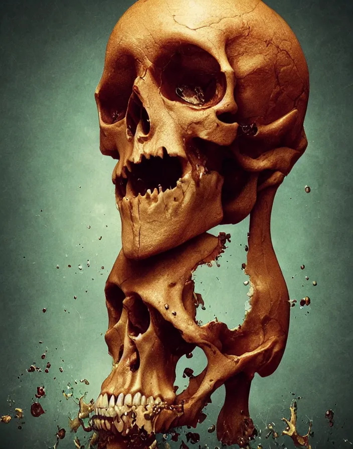 Prompt: portrait of a melting wax skull. intricate abstract. sharp teeth. delicate artwork. infected by zombie fungus. by Tooth Wu, wlop, beeple, dan mumford. octane render, trending on artstation, greg rutkowski very coherent symmetrical artwork. cinematic, hyper realism, high detail, octane render, 8k, depth of field, bokeh. chrome accents.