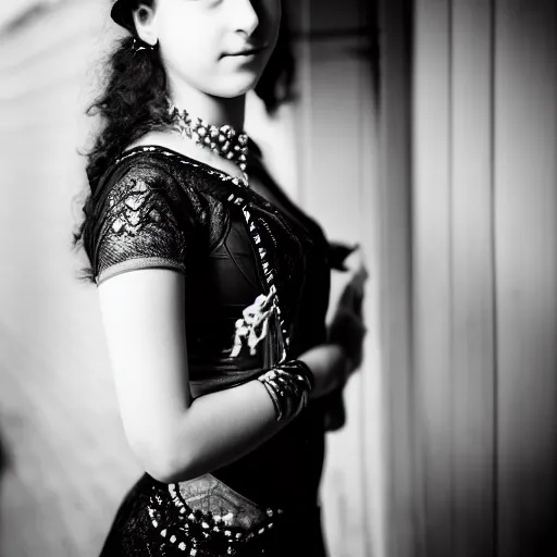 Image similar to dslr photo portrait still of 1 6 year old age sixteen mata hari at age 1 6!!!, 8 5 mm f 1. 8