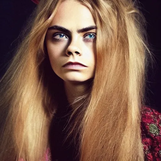 photo of a gorgeous 20-year-old Cara Delevingne 1975 | Stable Diffusion