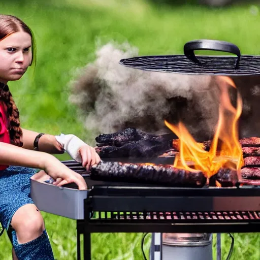 Image similar to photo of greta thunberg having a bbq