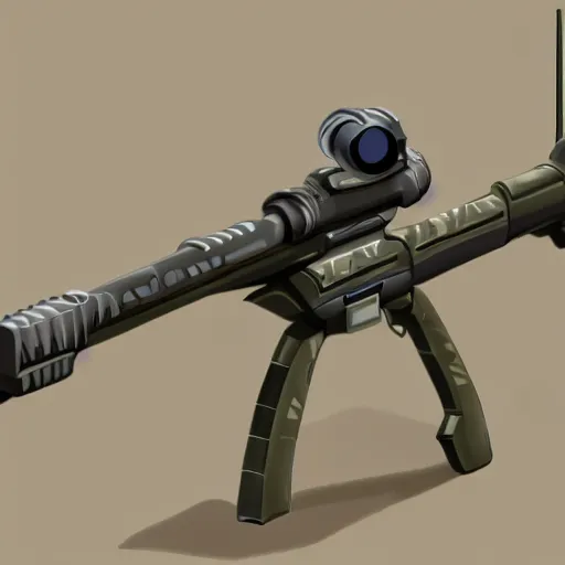 Image similar to isometric concept art of sniper gun that look like a toy